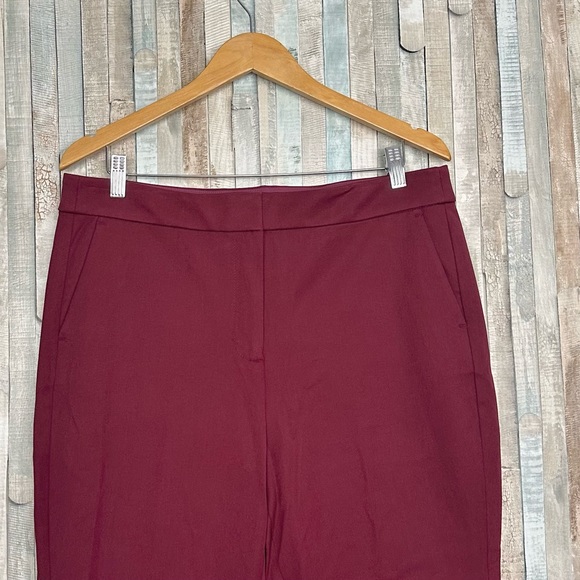 J Crew 14 Burgundy Red Kelsey Flare Pant Cropped Cotton Trousers Career Work - Picture 4 of 13
